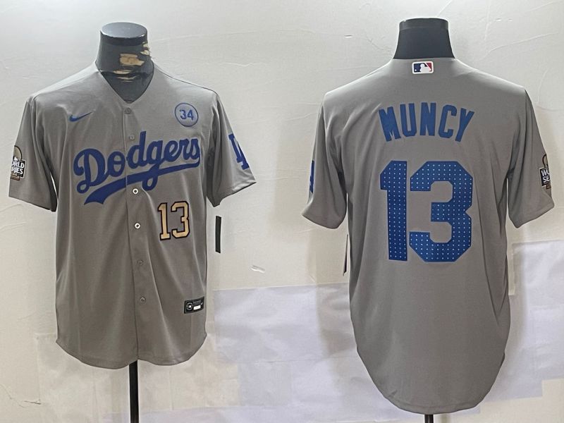 Men Los Angeles Dodgers #13 Muncy Grey Game 2024 Nike MLB Jersey style 11204->los angeles dodgers->MLB Jersey